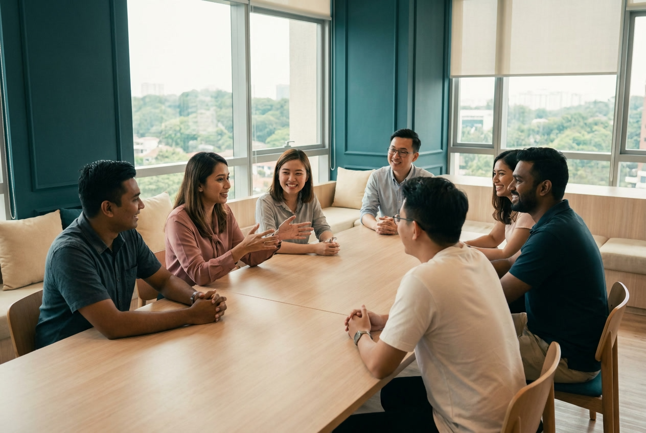The Orbit team in discussion at the office
